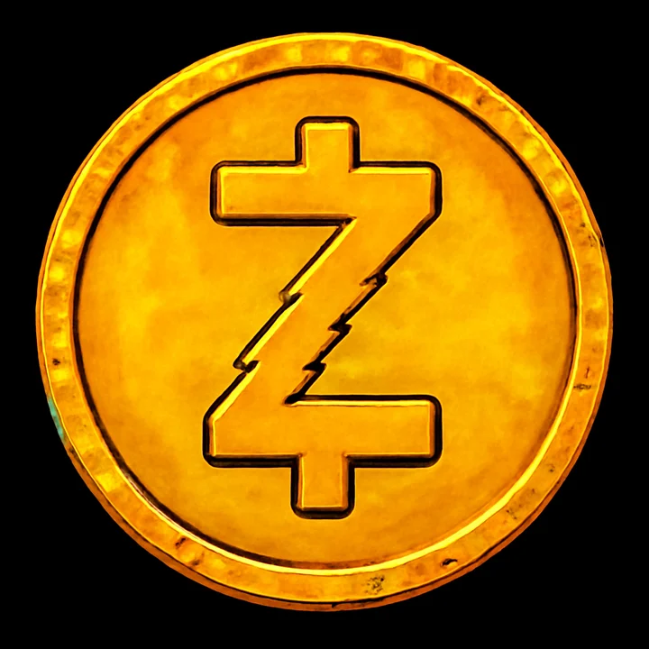 Gold zcash-style coin whose Z diagonal is a crooked zigzag